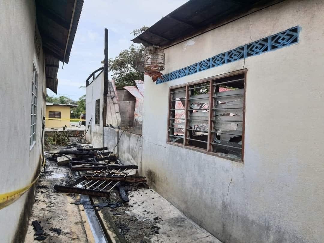 Burnt house at Pokok Sea, Kerala Batas, Penang due to cigarettes