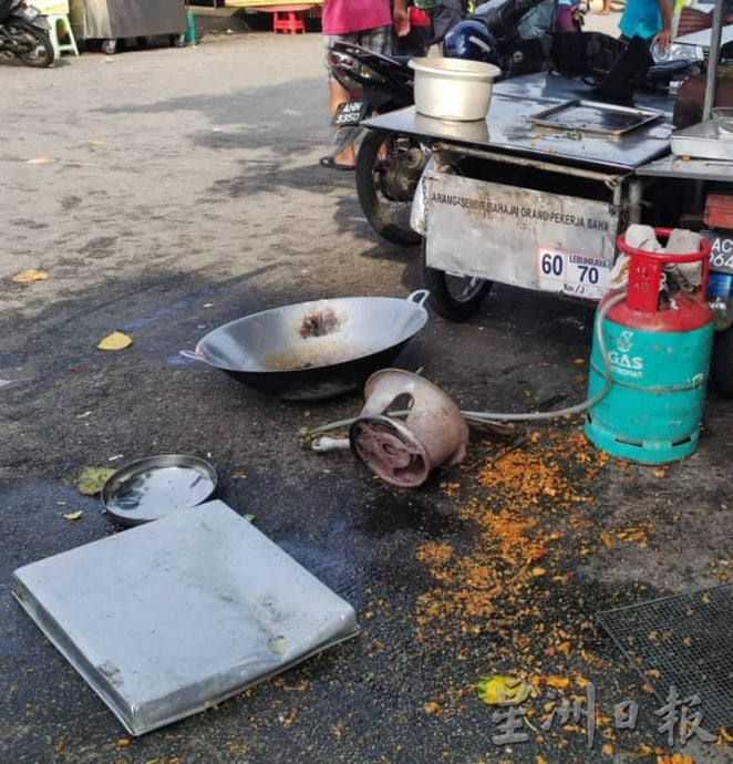 Banana fritter stall after been destroyed by an angry man