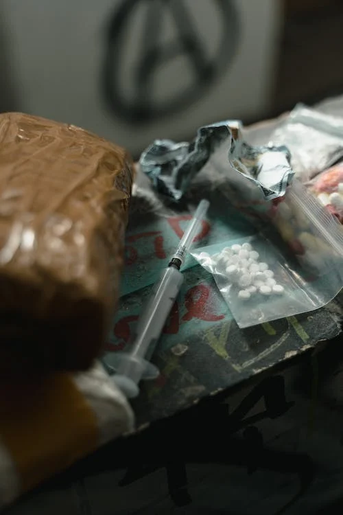 Different types of drugs displayed on the table