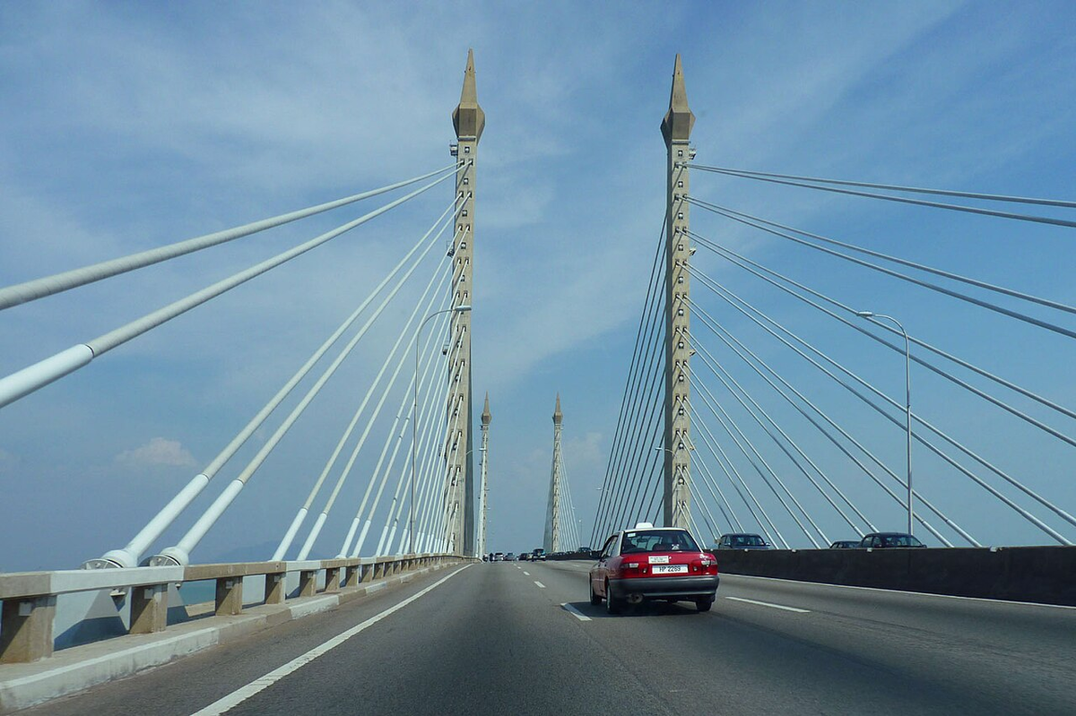 A car crossing the penang bridge 