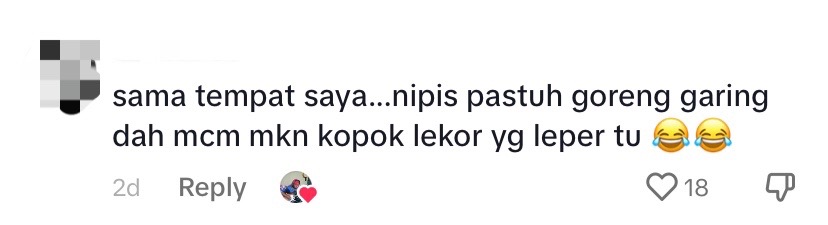 Comments from netizens about tiny pisang goreng