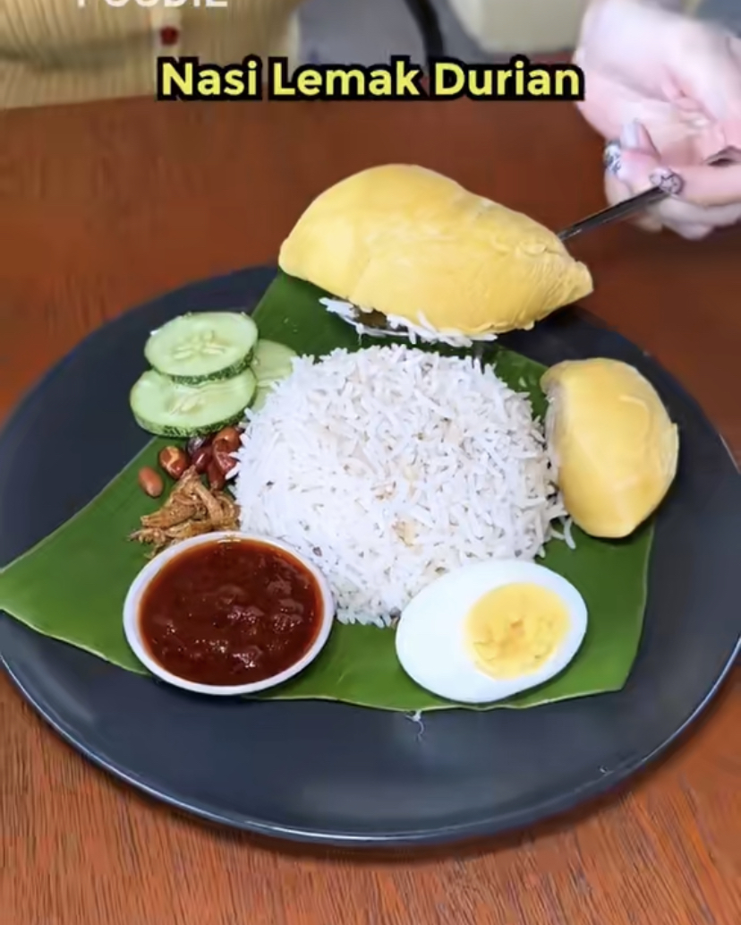 Nasi lemak with durian at x briyani mak