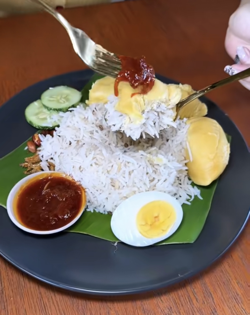 Nasi lemak with durian at x briyani mak