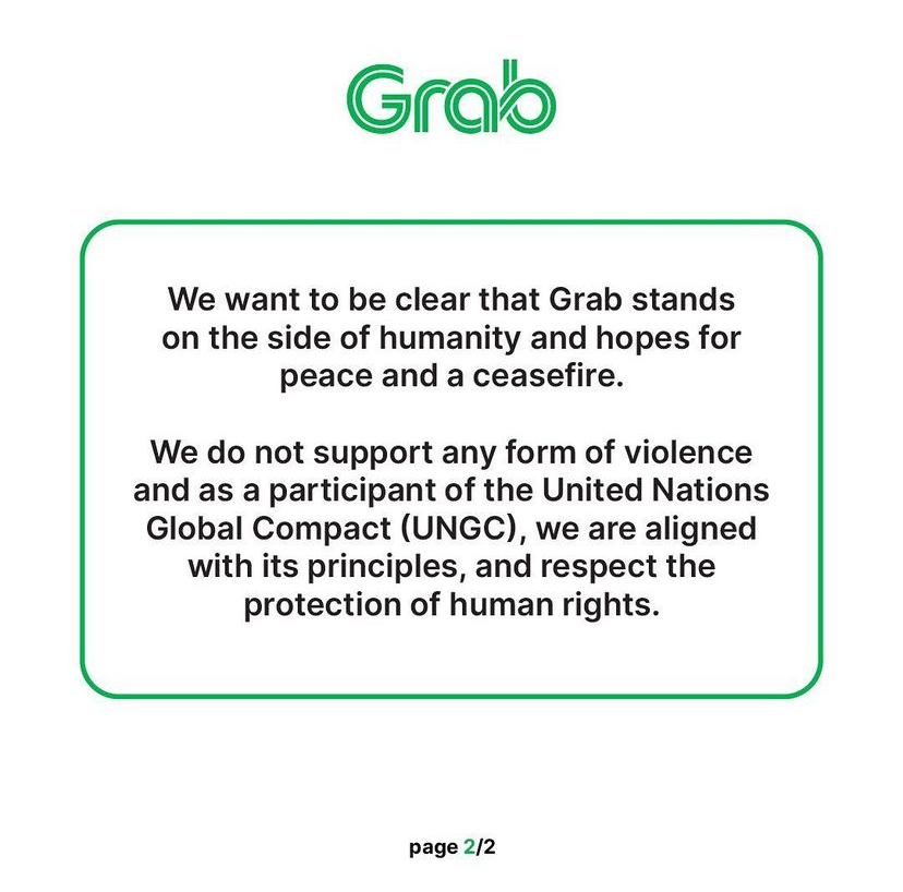M'sians call for grab to be cancelled after wife of its co-founder shares her israel trip on ig  | weirdkaya