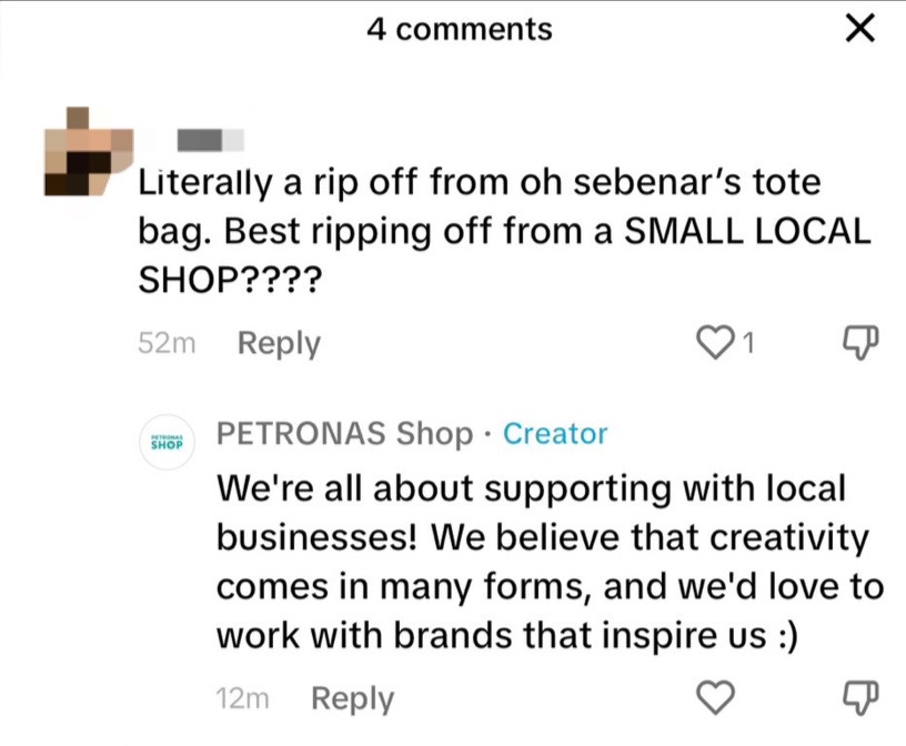 Petronas accused of copying local business' tote bag designs from oh sebenar