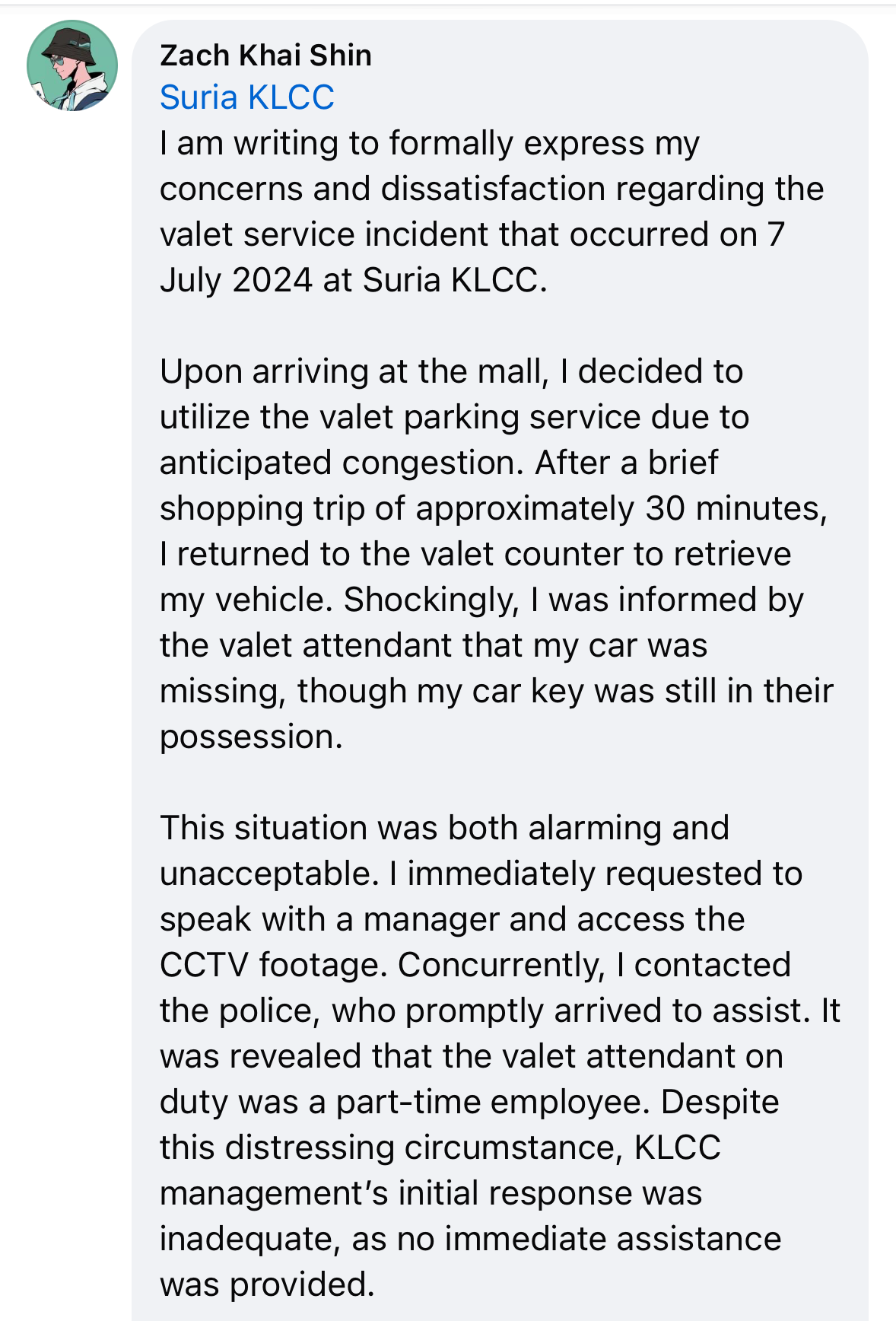 Kl shopping mall clarifies on valet parking theft incident, driver involved isn't satisfied with it | weirdkaya