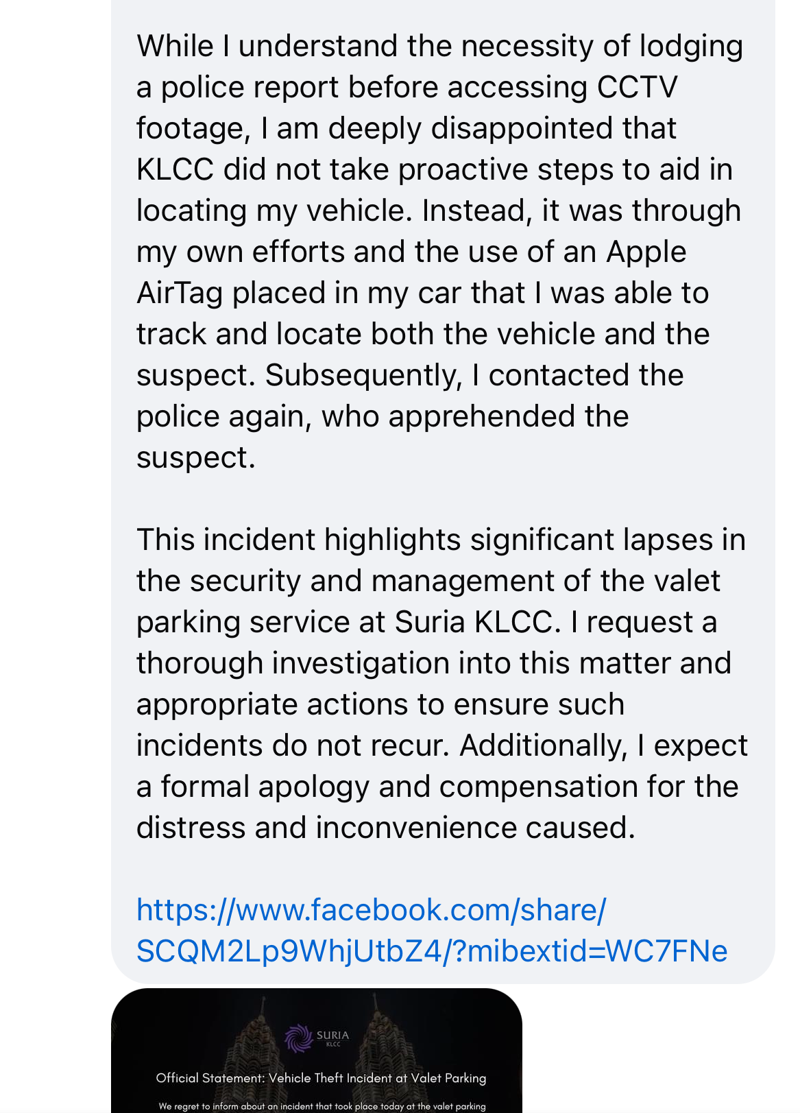 Kl shopping mall clarifies on valet parking theft incident, driver involved isn't satisfied with it | weirdkaya