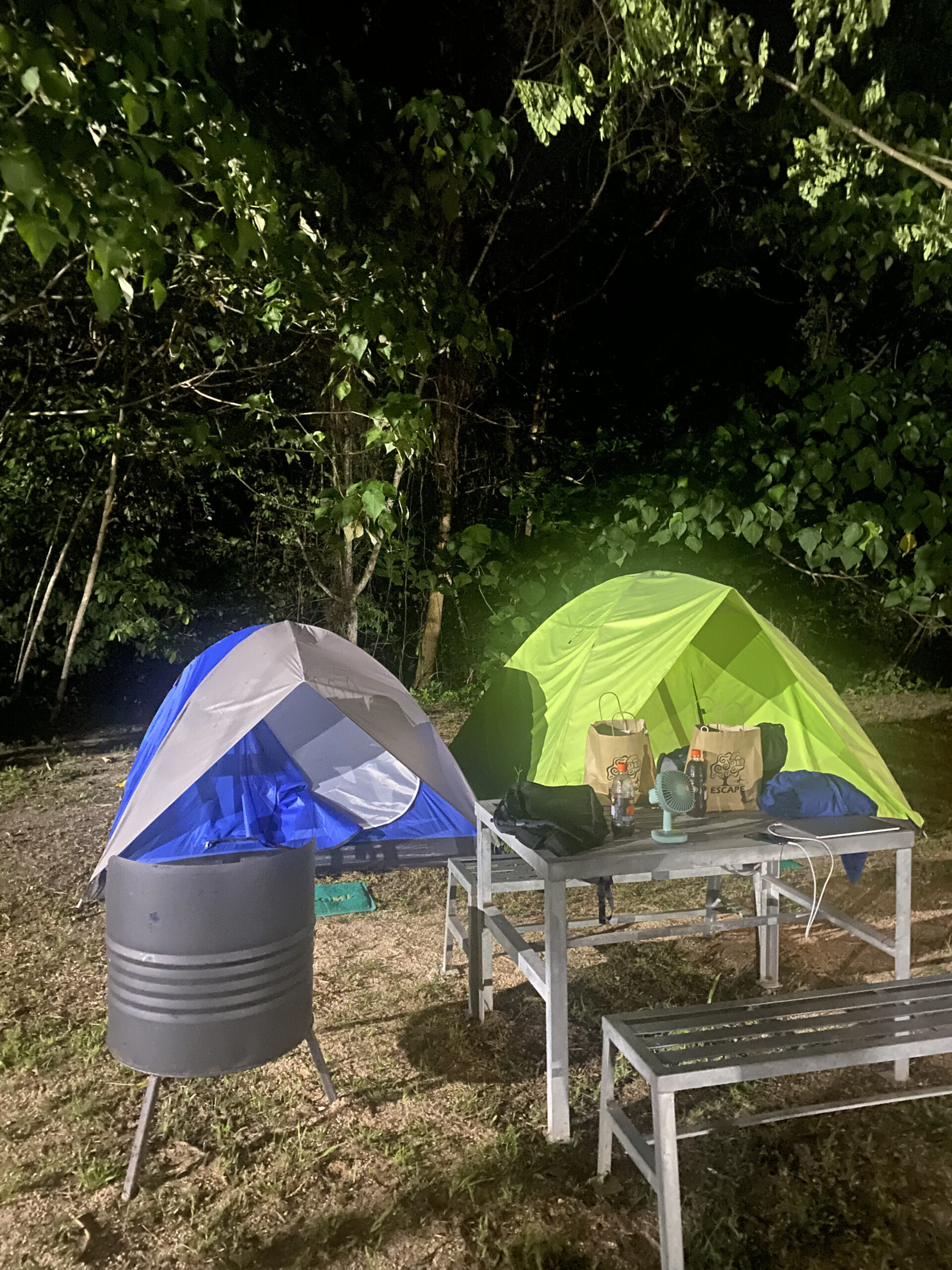 Camping during nigh time at escape penang