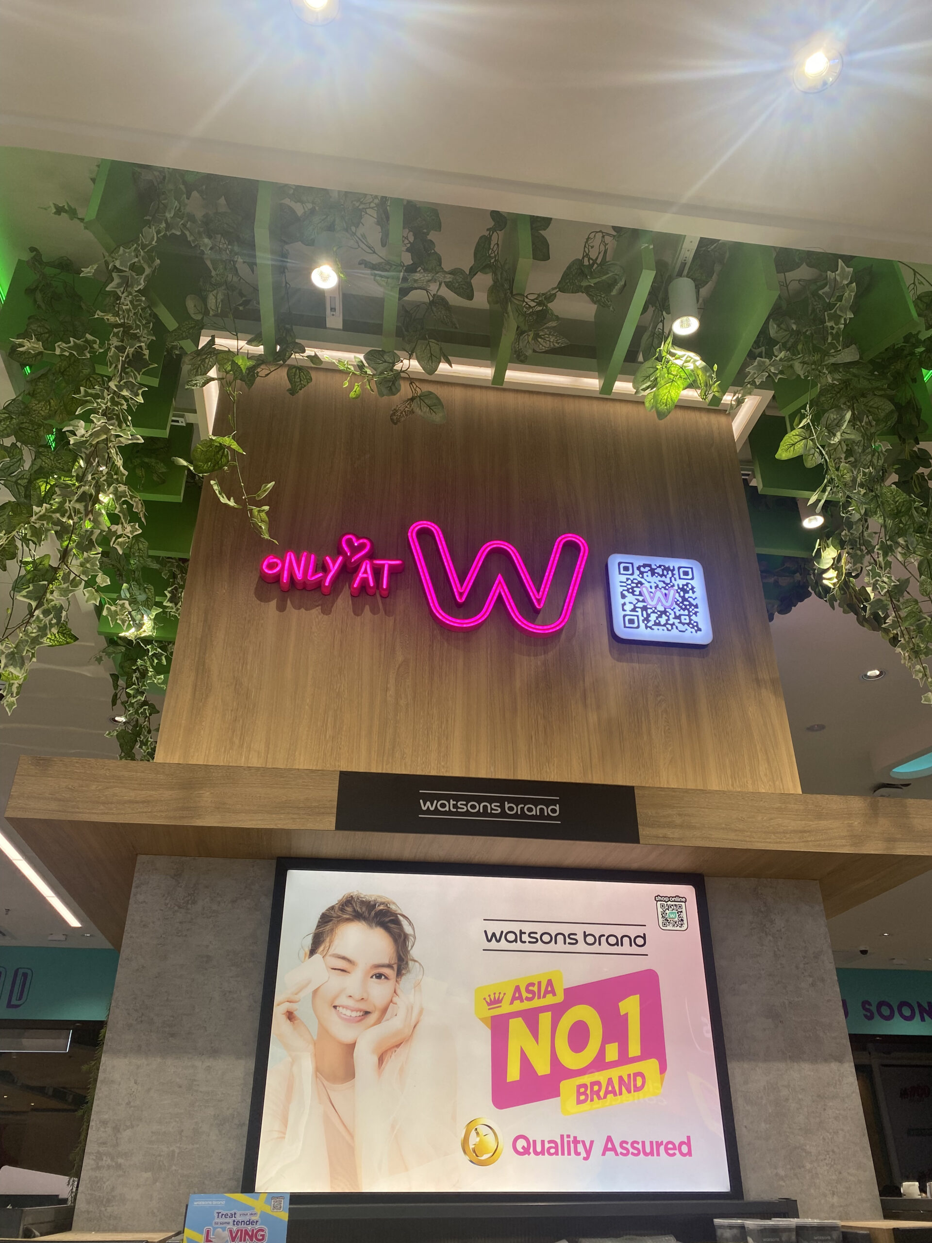 Watsons 700th store ksl esplanade mall  plastered with qr codes for easy access