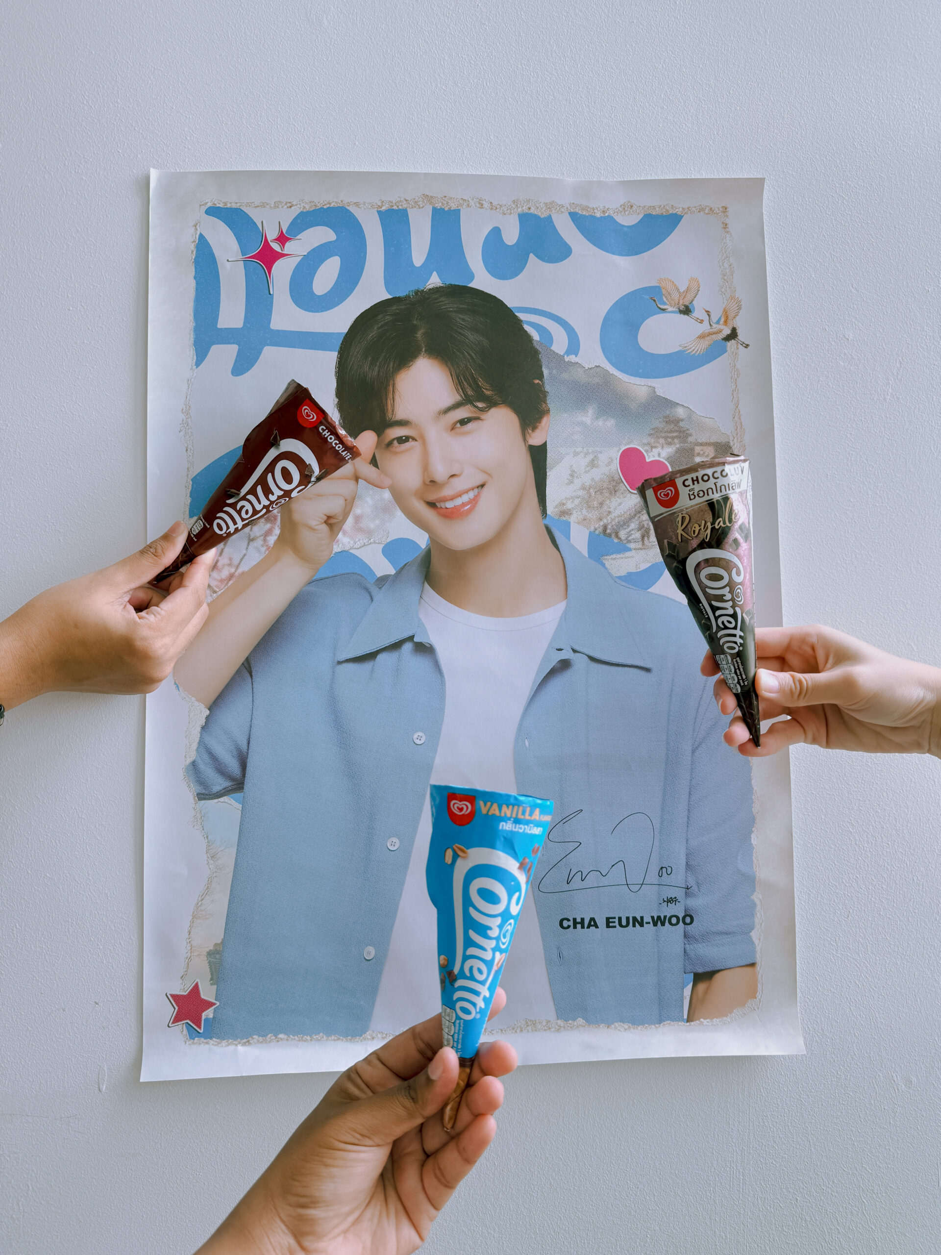 Cha eun-woo joins cornetto - chocoluv, classic chocolate and vanilla