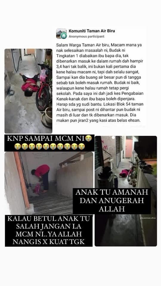 Child neglect notice - july 2024 - komuniti taman air biru