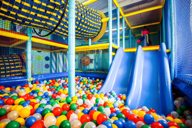 Colourful plastic balls at playground