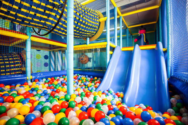 Colourful plastic balls at playground