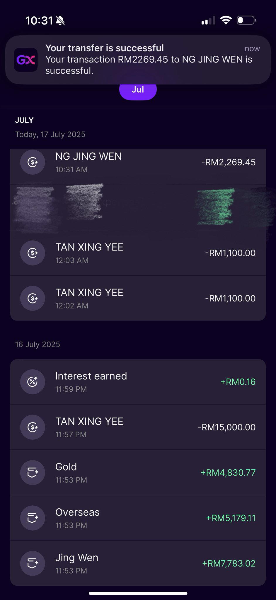 Jing wen GX bank account hacked