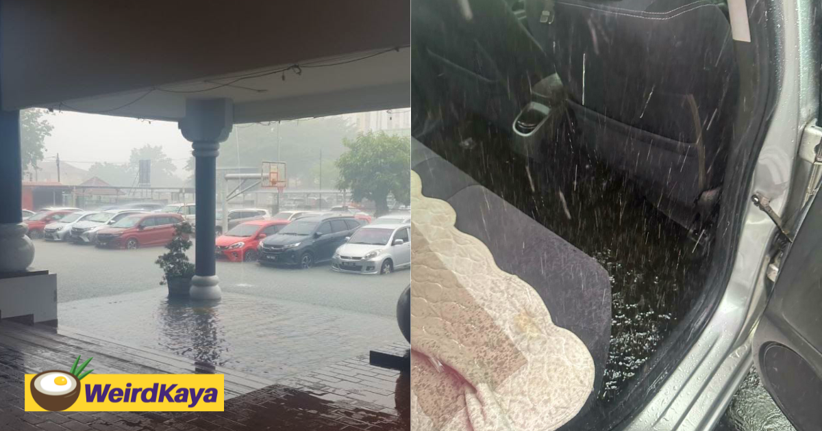 Kajang school hit by flash flood, teacher's car becomes 'soaked' in water | weirdkaya