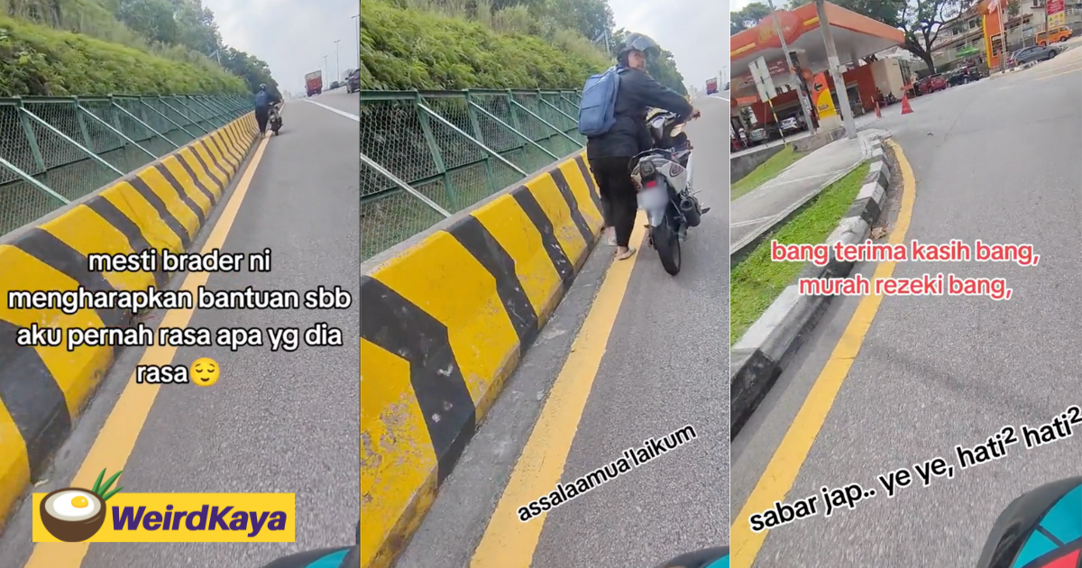 Kind m'sian helps push man's motorcycle to petrol station after he ran out of fuel  | weirdkaya