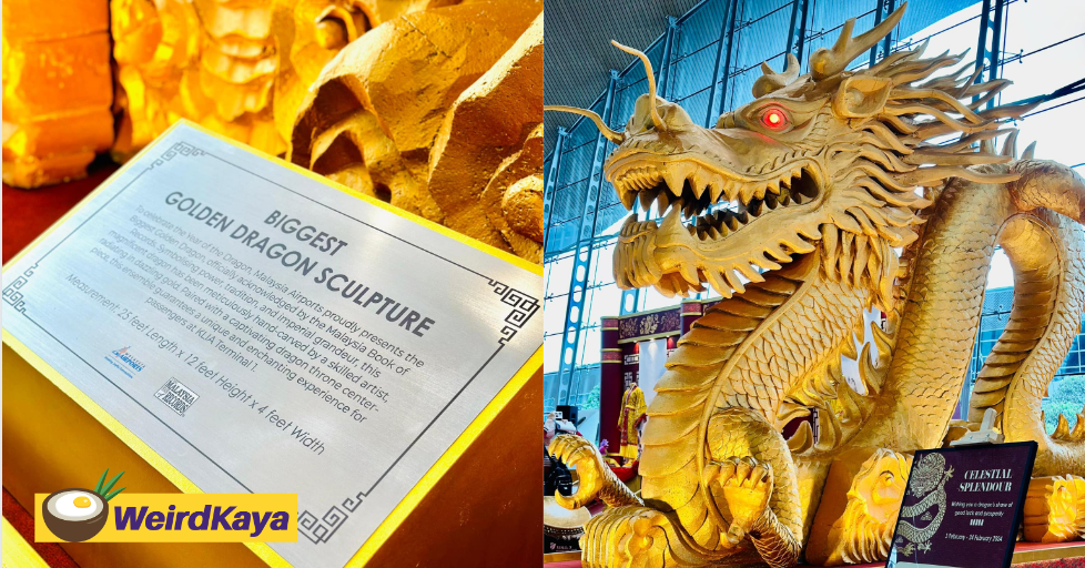Klia has the largest golden dragon that enters malaysia book of records this cny | weirdkaya