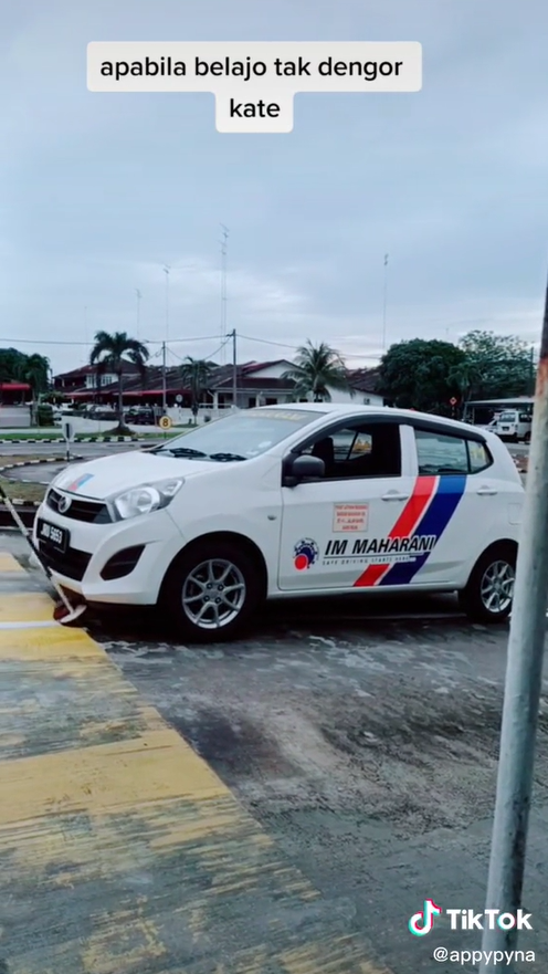 Driving student hits pole