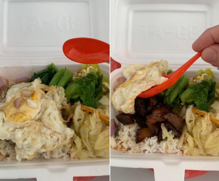 Economy rice seller criticises stingy customer for trying to avoid paying extra for meat
