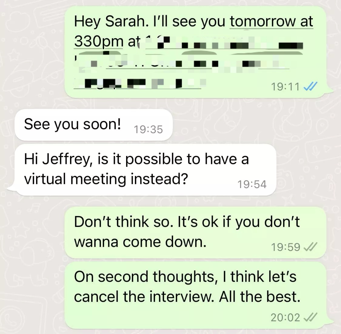 Jeffrey and sarah's conversation