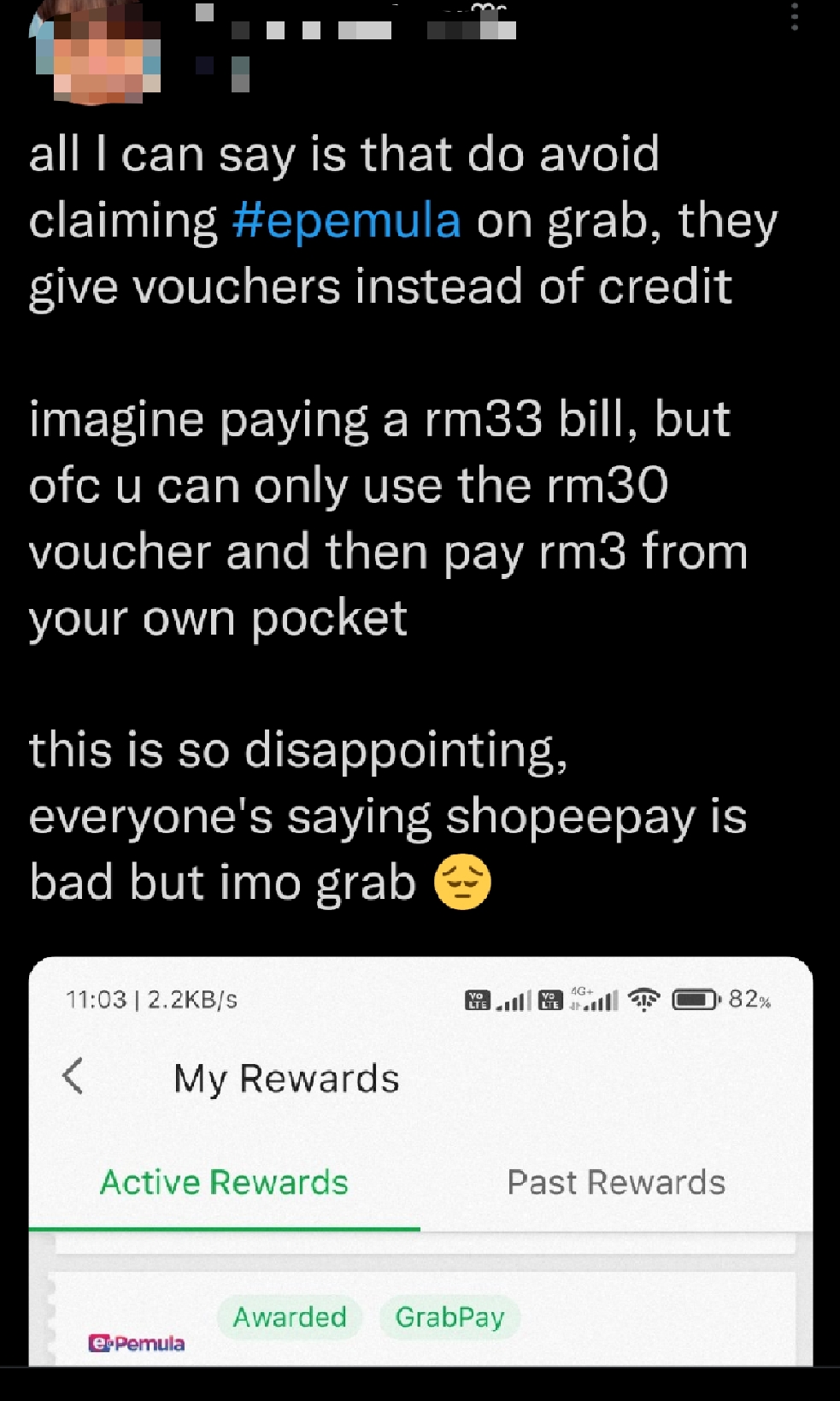 'i feel scammed': m'sians upset at grabpay for turning rm150 epemula credit into vouchers | weirdkaya