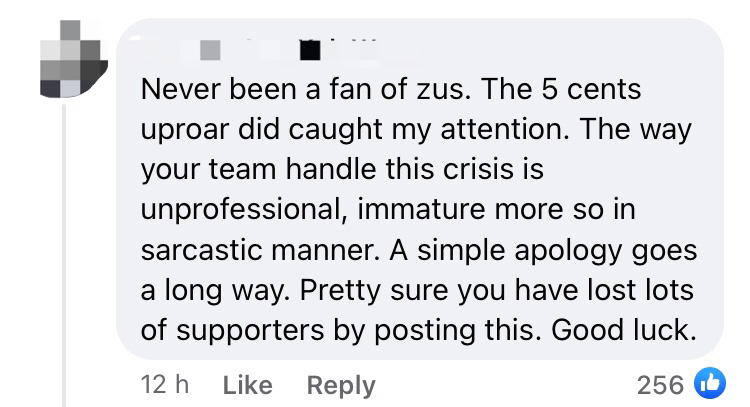 Zus coffee responds to 5 sen controversy with 75 sen promo but netizens aren't impressed comment 2