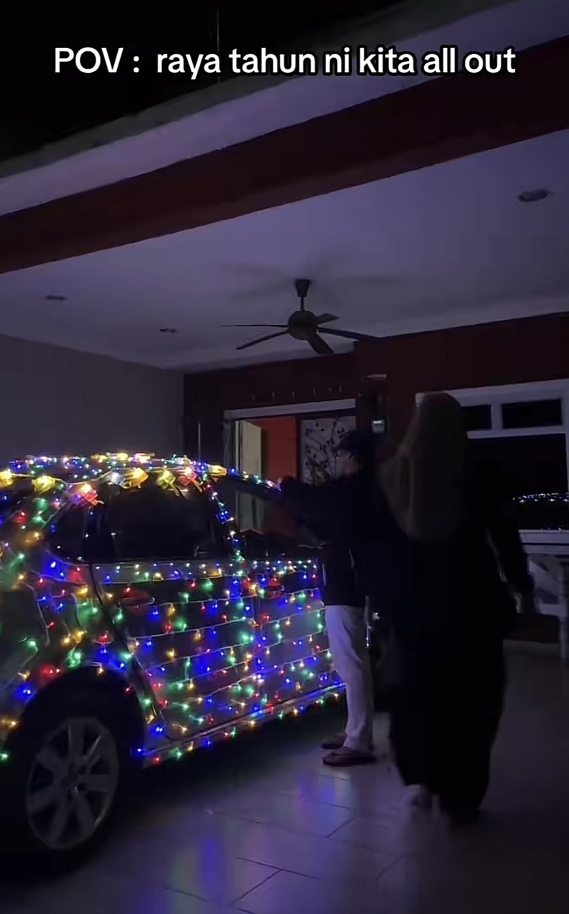 M'sian woman reveals her car being adorned with lights