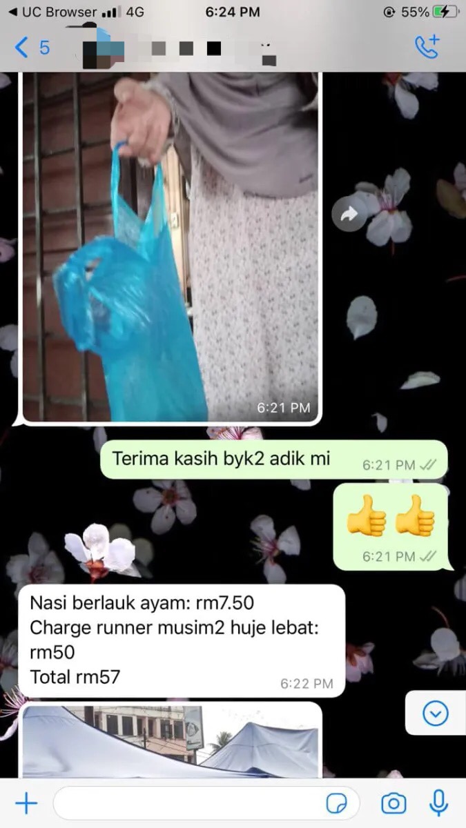 Rider charges m'sian woman rm50 delivery fee for making him send food during heavy rain