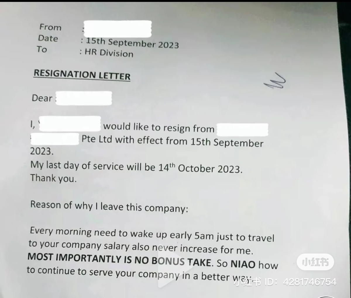 S'porean pens resignation letter slamming stingy company in singlish, netizens tickled by the slangs used | weirdkaya