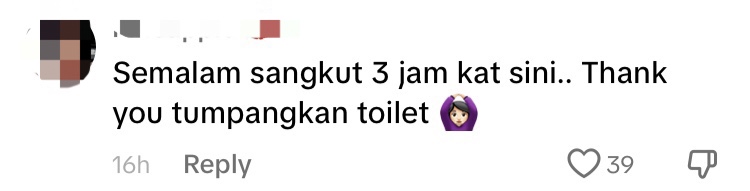 M'sian woman offers her toilet to those stuck in raya jam to use comment 1