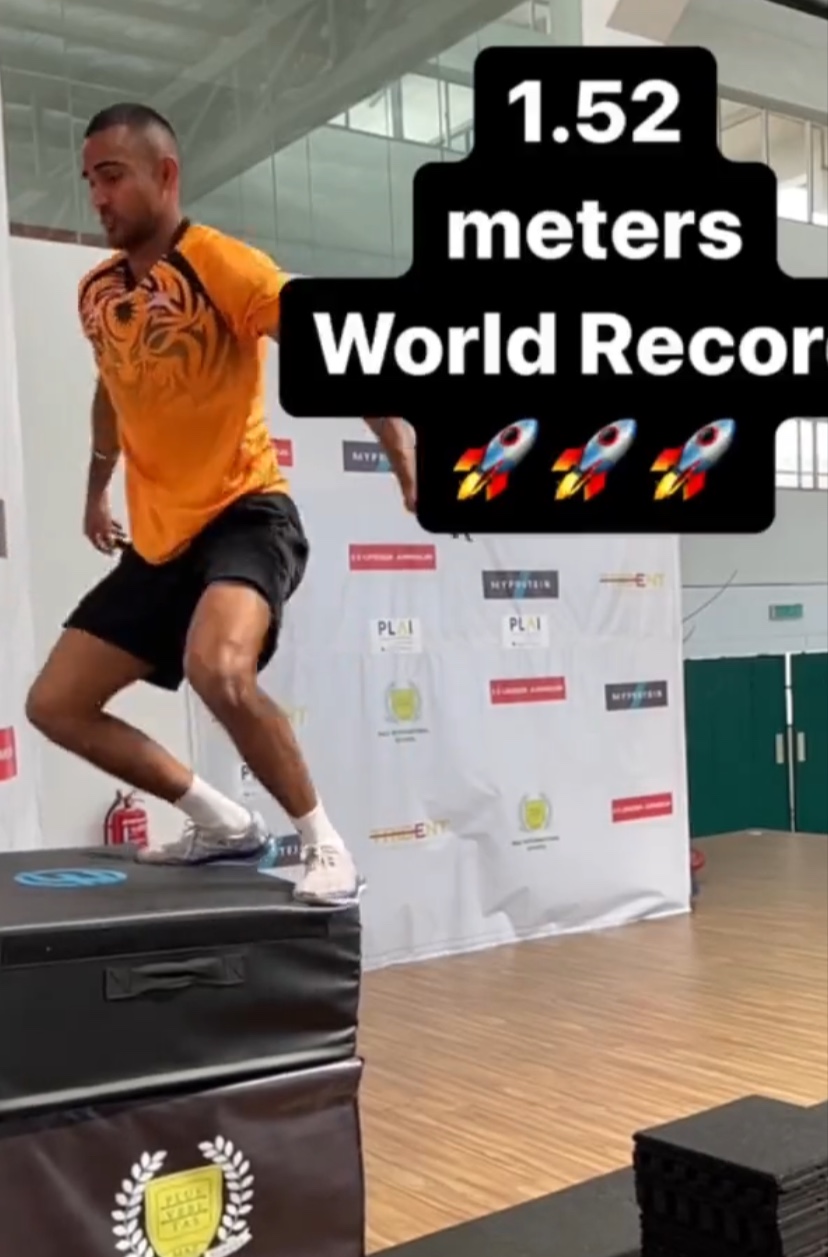 M'sian athlete beats his 2nd guinness world record with highest seated box jump