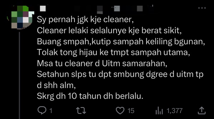 M'sian woman who was despised for working as a cleaner graduates from top egyptian uni comment 3
