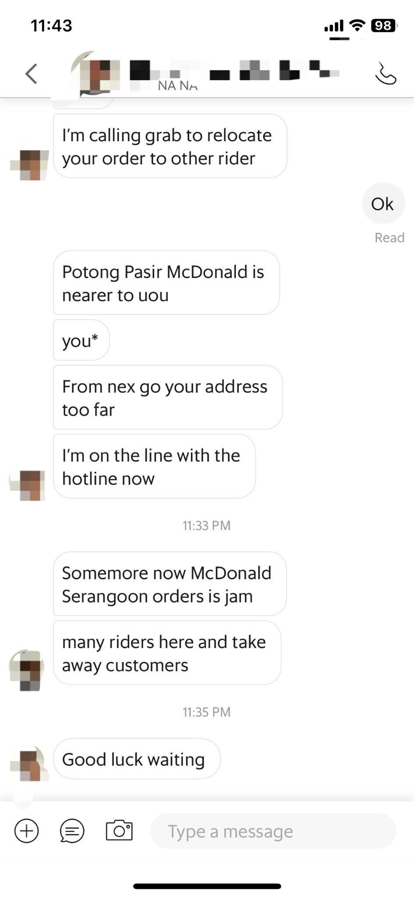 Sg grab delivery rider tosses customer's order as his house was too far, gets banned by company | weirdkaya