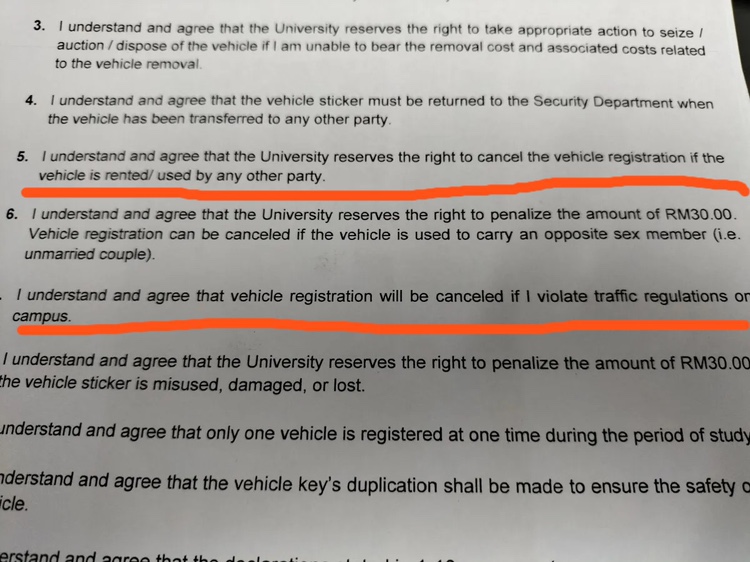 M'sian university issues rm30 fine to students caught in the same car with the opposite gender