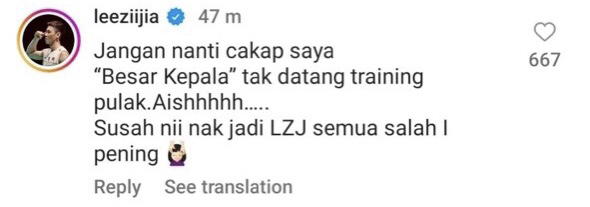 'stop complaining' — lee chong wei criticises lee zii jia & coach for accusing bam of unfair treatment