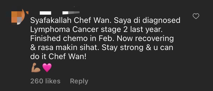 Chef wan diagnosed with lymphoma cancer, will undergo chemo for 13 weeks comment 1