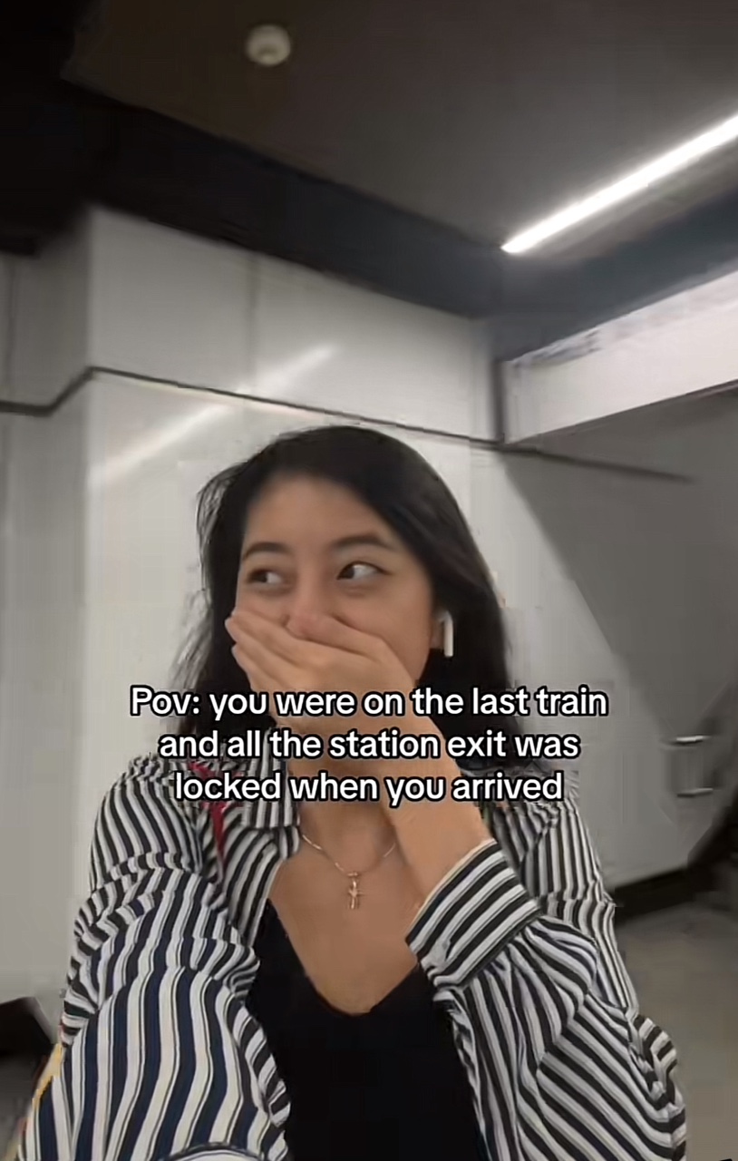 Woman shocked after being trapped in mrt station