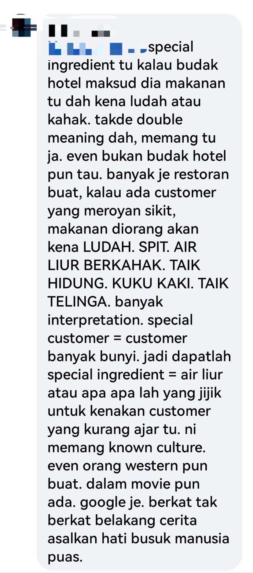M'sian restaurant claims to have put 'special ingredients' into customers' food after tiktoker leaves negative review | weirdkaya