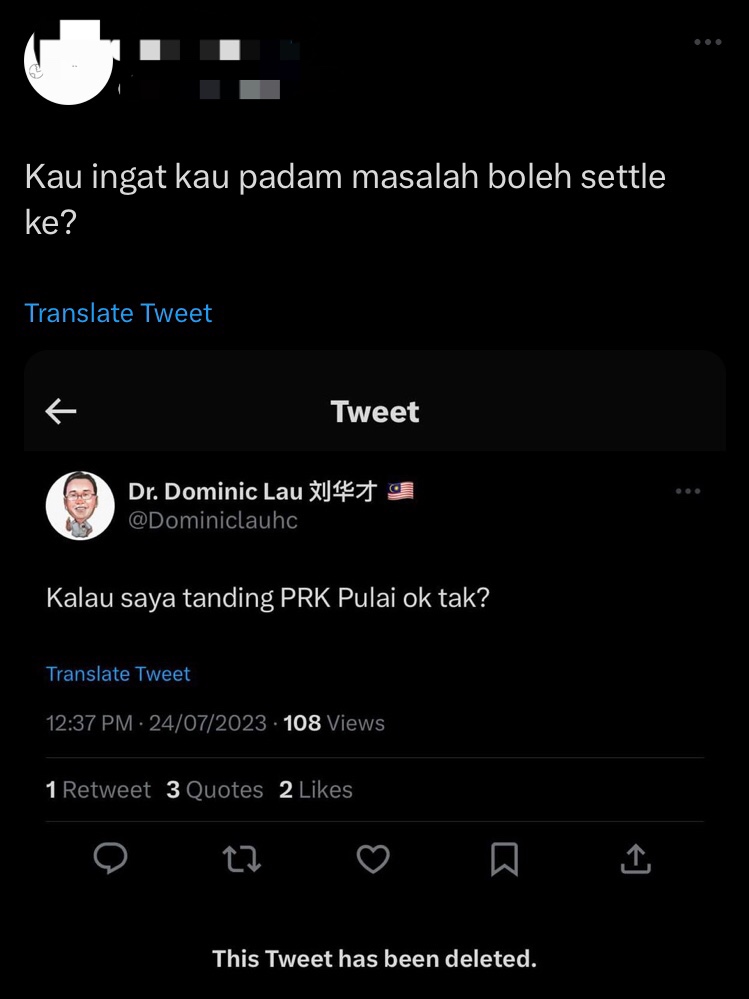 'i contest in pulai by-election, ok ah? ' — gerakan president claims twitter account was hacked after tweet goes viral comment 2