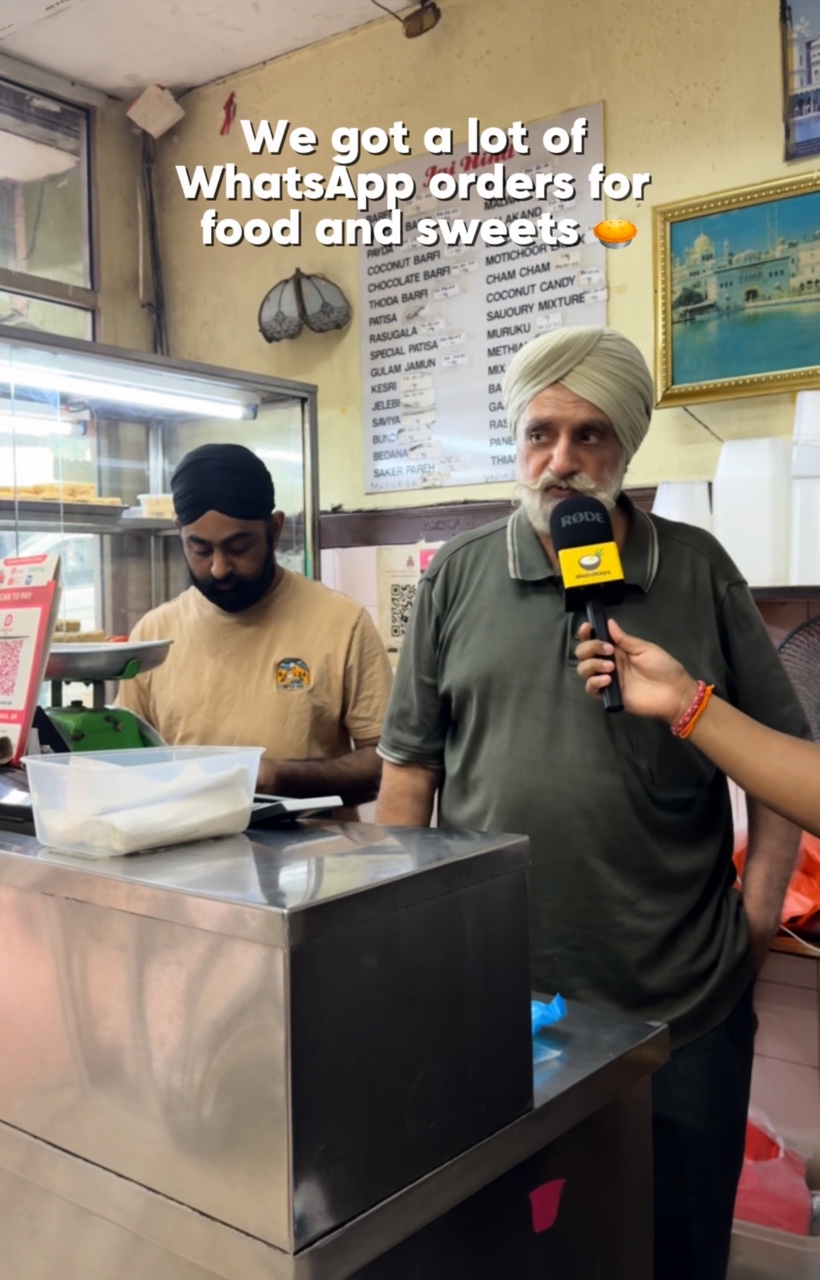 Interviewing a food store owner