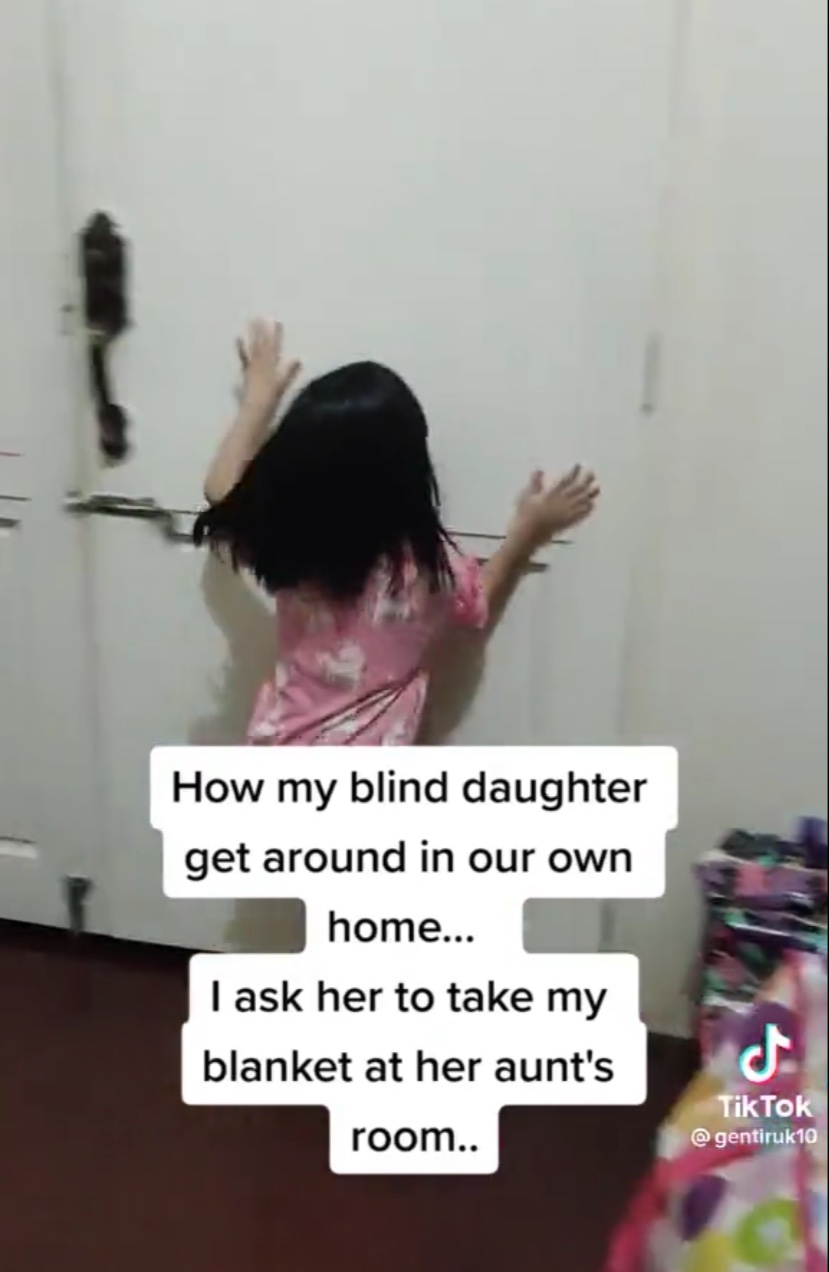 Sabah mom shows her blind daughter's ability to reach things without any help