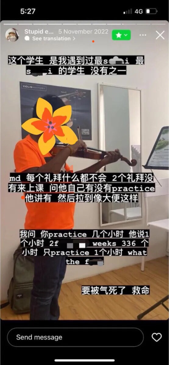 M'sian violin teacher exposed for cussing students and calling them 's*hai' on instagram