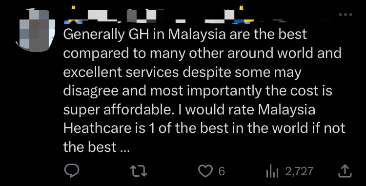 M'sian man pays only rm30 for dad's hospital stay, says it's the 'best healthcare system' in the world comment 1