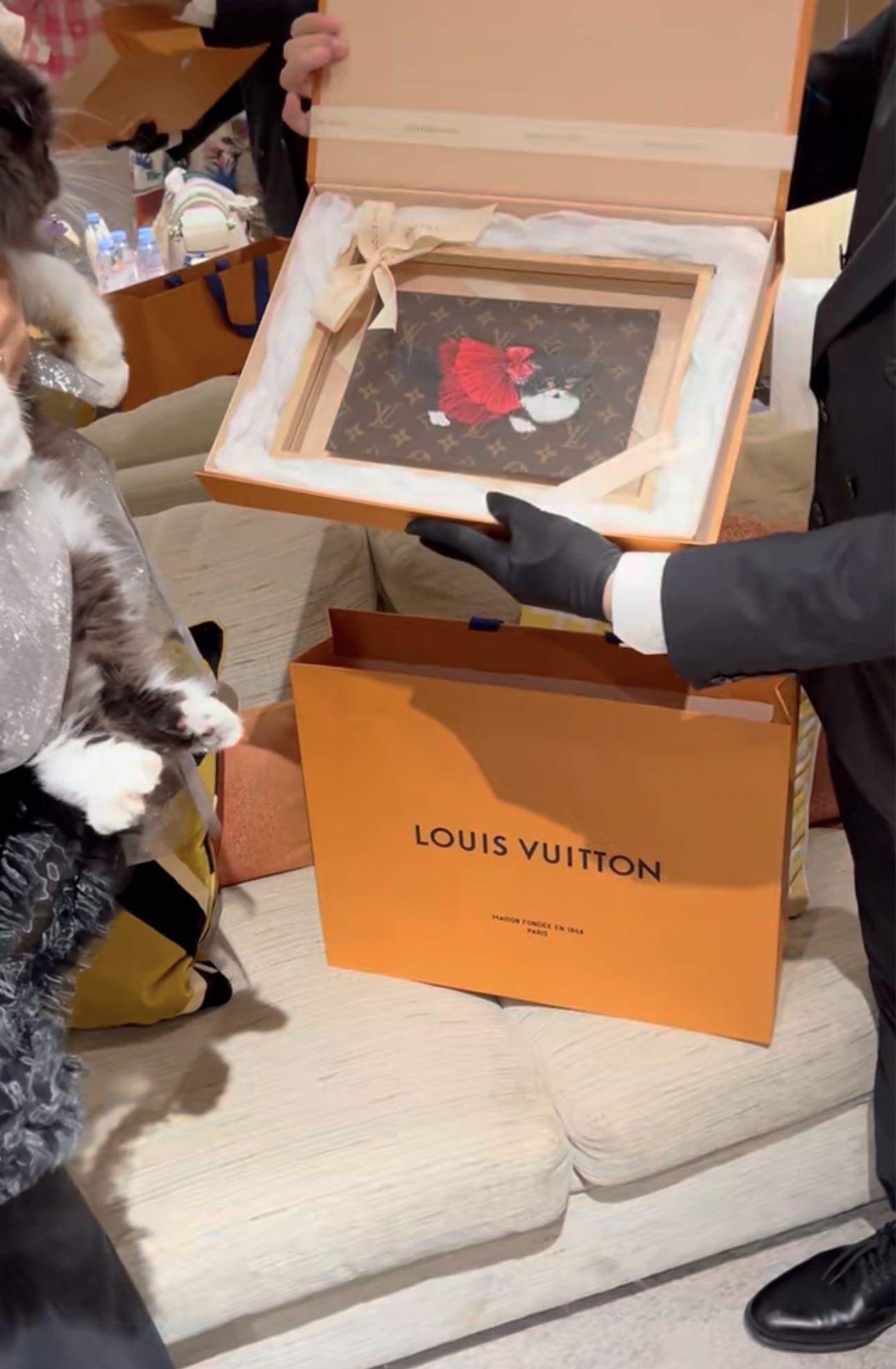 Cat gets self portrait as gift from lv
