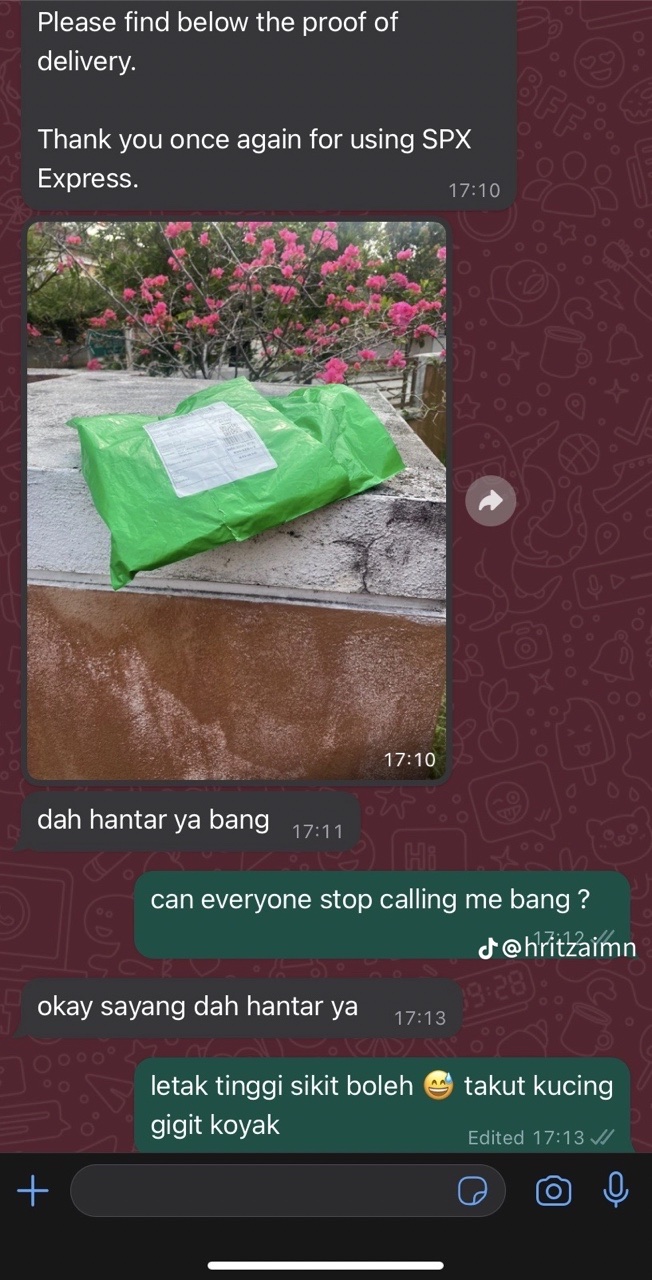 M'sian delivery man places parcel on roof after customer told to keep it out of his cat's reach