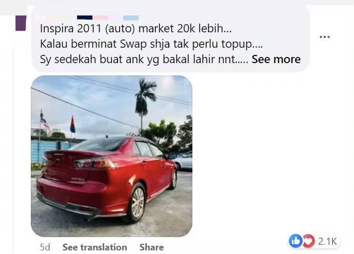 M'sian man seeks to trade his motorbike for car due to financial constraints comment 2