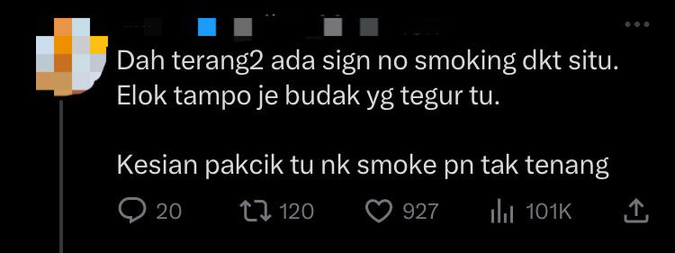 M'sian man gets aggressive after being told not to smoke at mamak restaurant comment 1