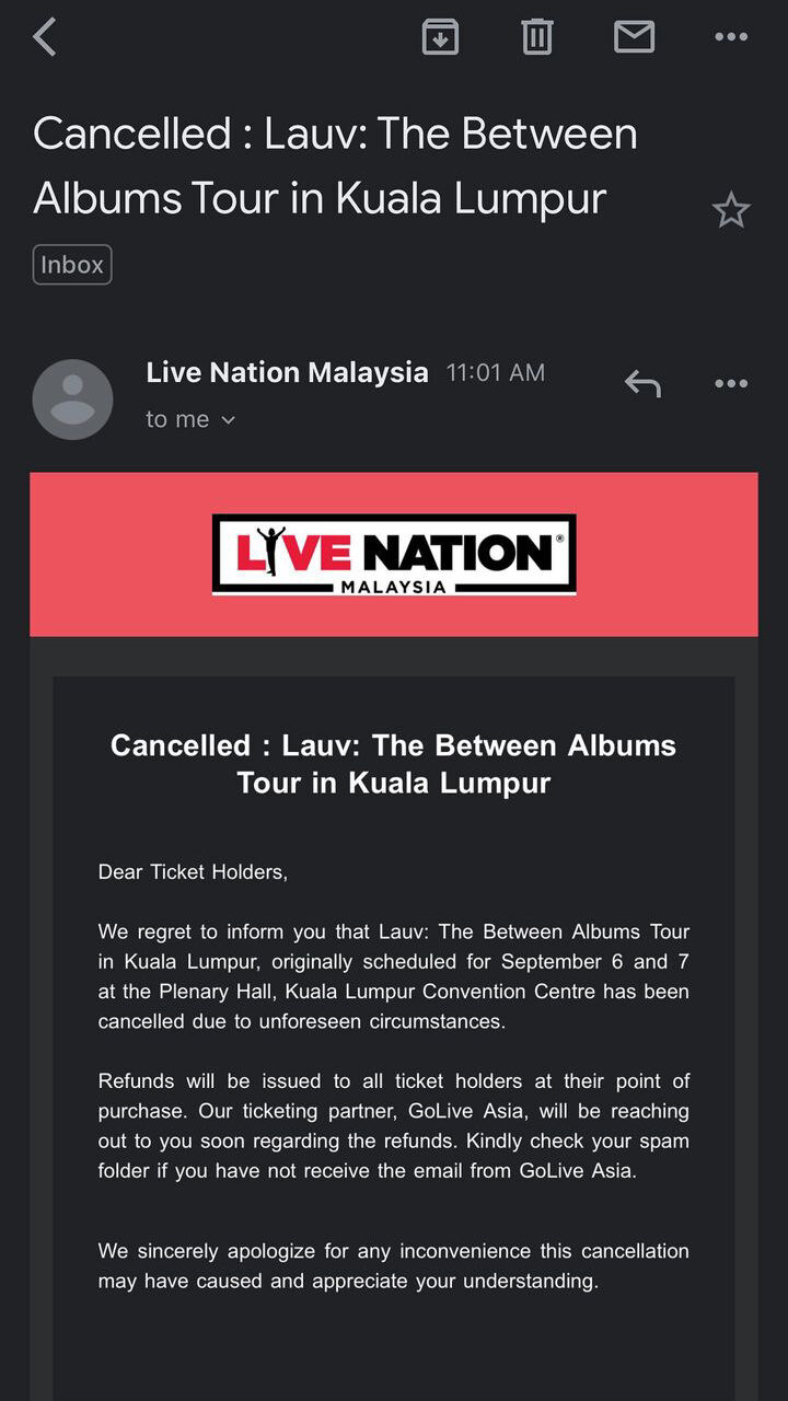 M'sians left disappointed after lauv's 2-day kl concert gets cancelled due to 'unforeseen circumstances' | weirdkaya