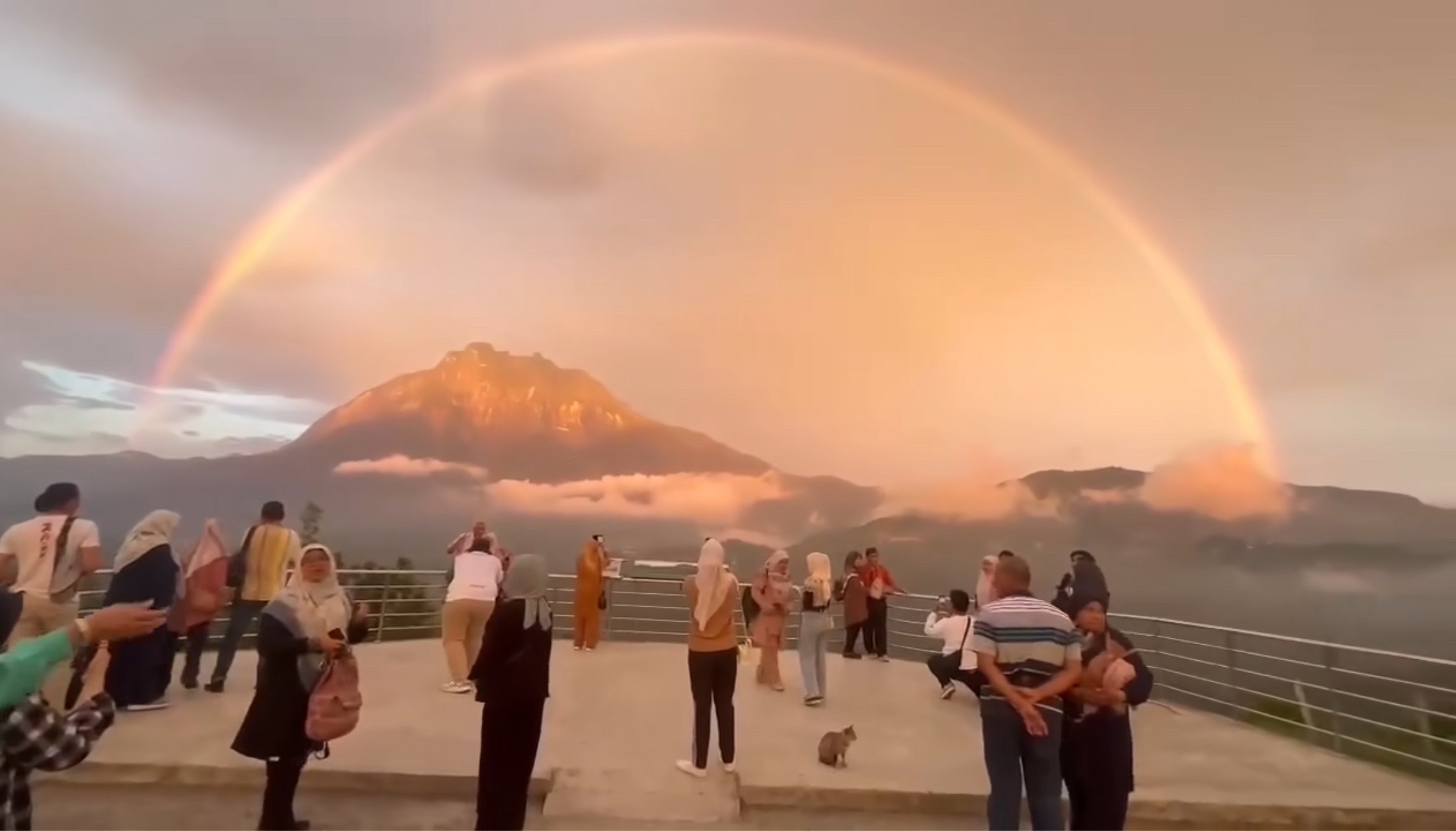 Glowing rainbow at mount kinabalu