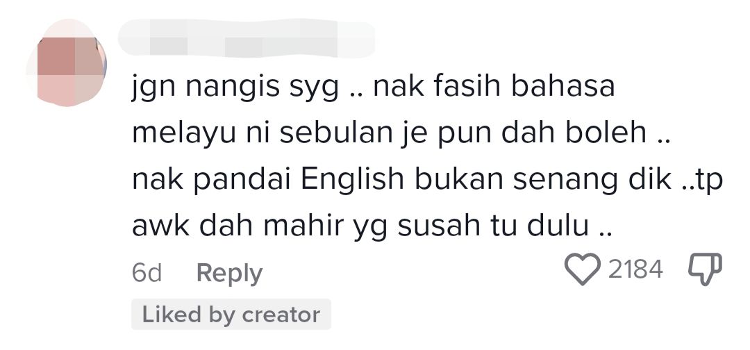 M'sian girl cries over being lonely at school, says it was due to her speaking english comment 1